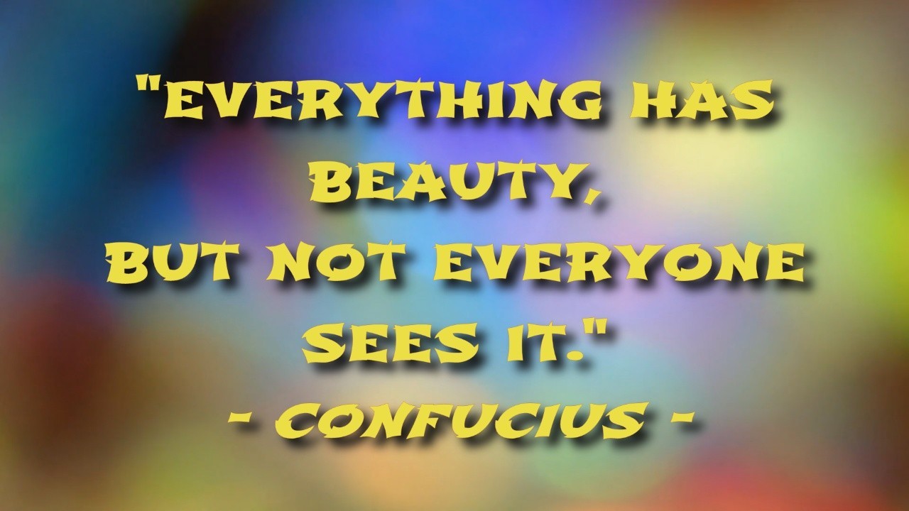 "Everything has beauty, but not everyone sees it." - Confucius